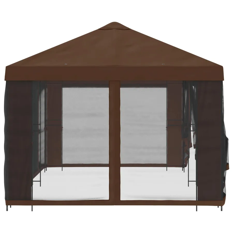 Gazebo avec murs latéraux 6 x 3 m Marron Polyester et Acier 190 - 4