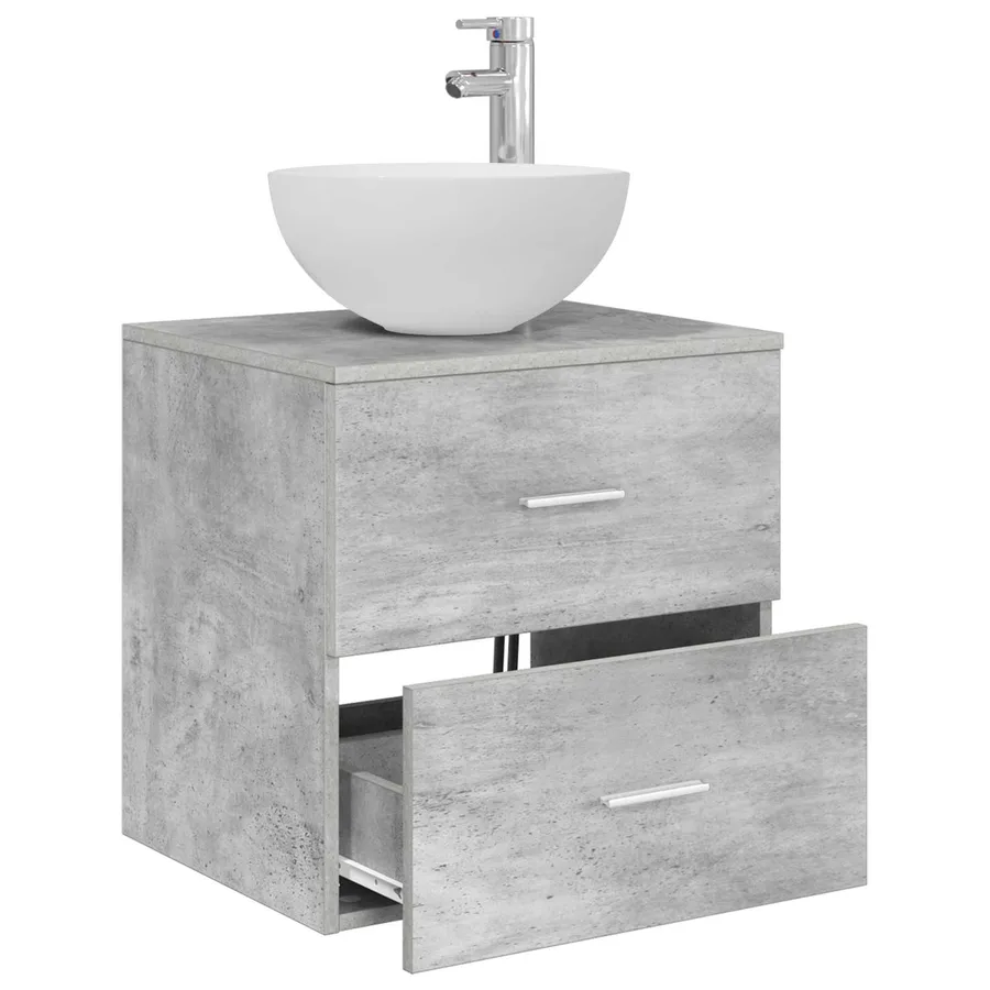 Vanité de lavabo mural Gris béton 49,5 x 41 x 64,5 cm - 3