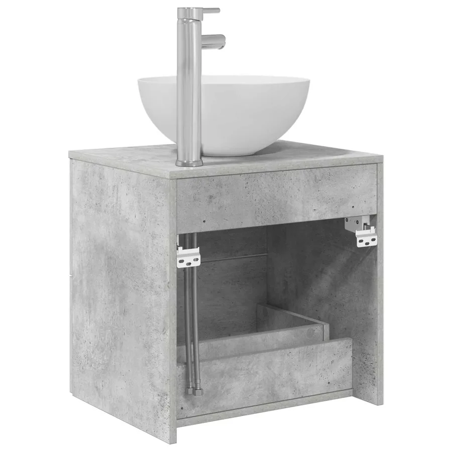 Vanité de lavabo mural Gris béton 49,5 x 41 x 64,5 cm - 5