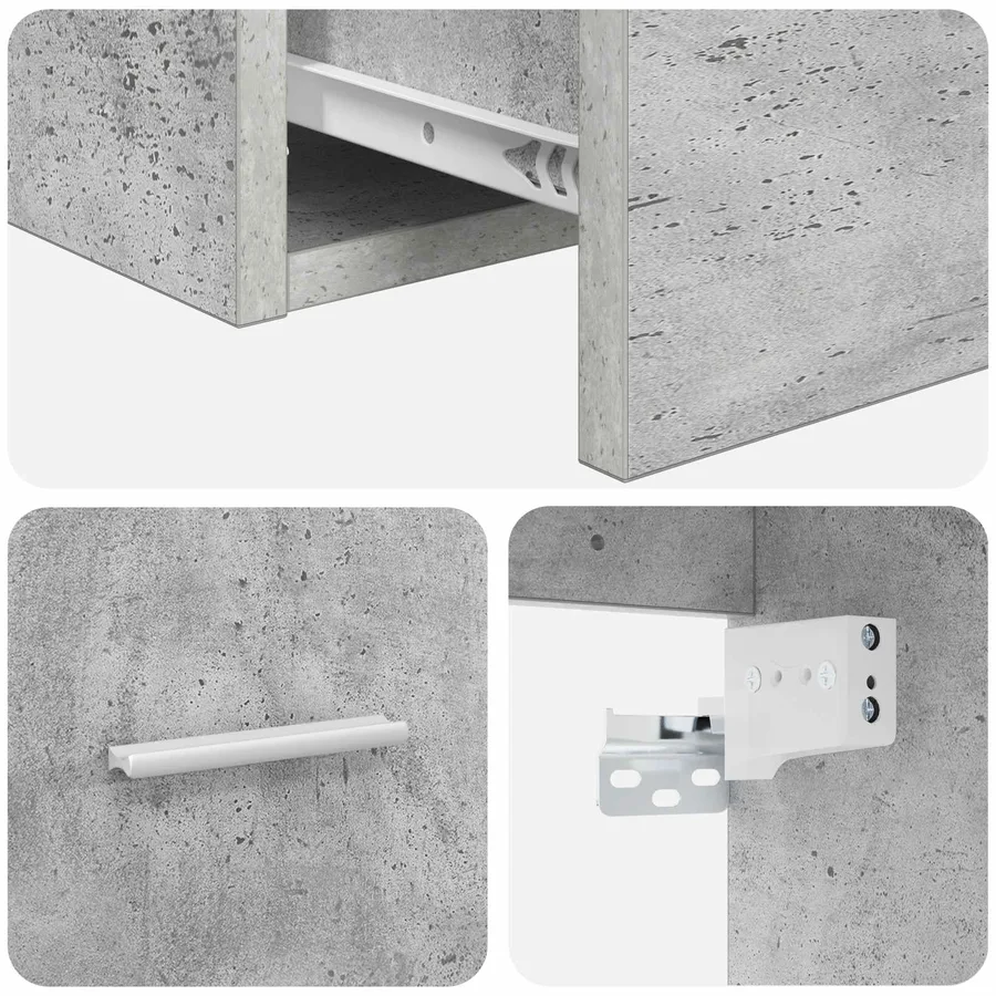 Vanité de lavabo mural Gris béton 49,5 x 41 x 64,5 cm - 6