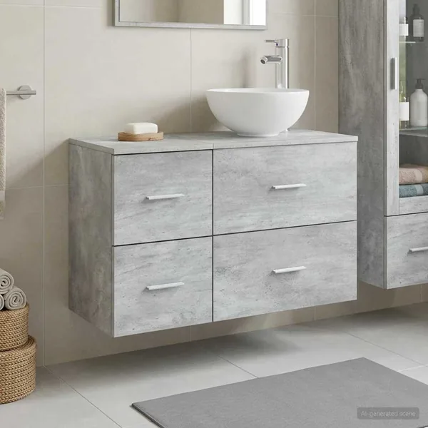 Ensemble de mobilier de salle de bain 2 pcs Gris béton