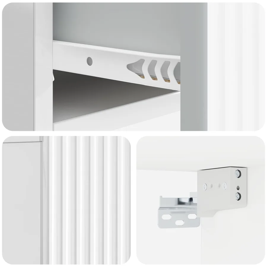 Cabinet de chevet mural 2 pcs Blanc brillant 49 x 34,5 x 20 cm - 10