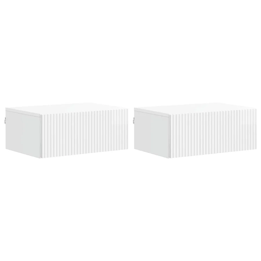 Cabinet de chevet mural 2 pcs Blanc brillant 49 x 34,5 x 20 cm - 2