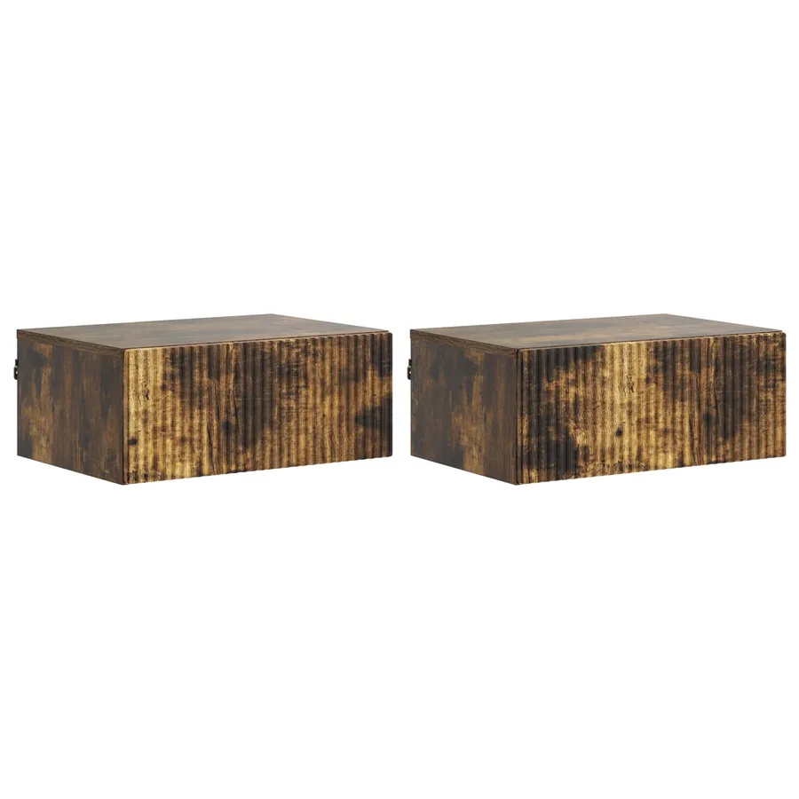 Cabinet de chevet mural 2 pcs Chêne fumé 49 x 34,5 x 20 cm - 2