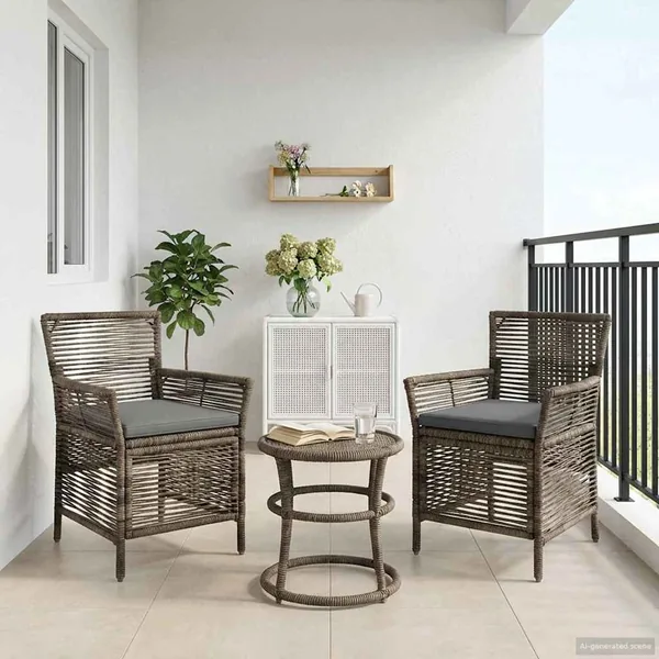 Chaise d'Extérieur 2 pcs Gris et Gris foncé polyrotin