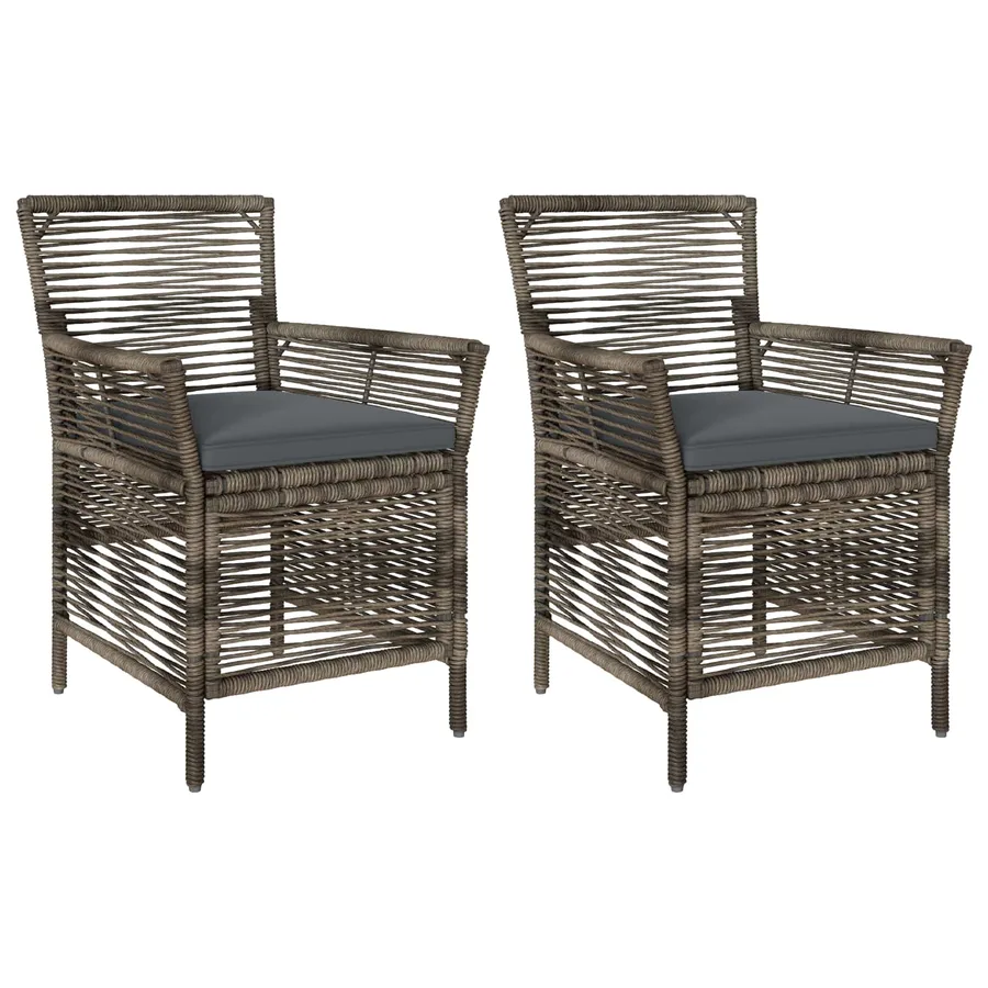 Chaise d'Extérieur 2 pcs Gris et Gris foncé polyrotin - 2