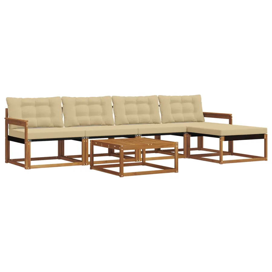 Ensemble de canapés d'extérieur 6 pcs Naturel et Beige - 2