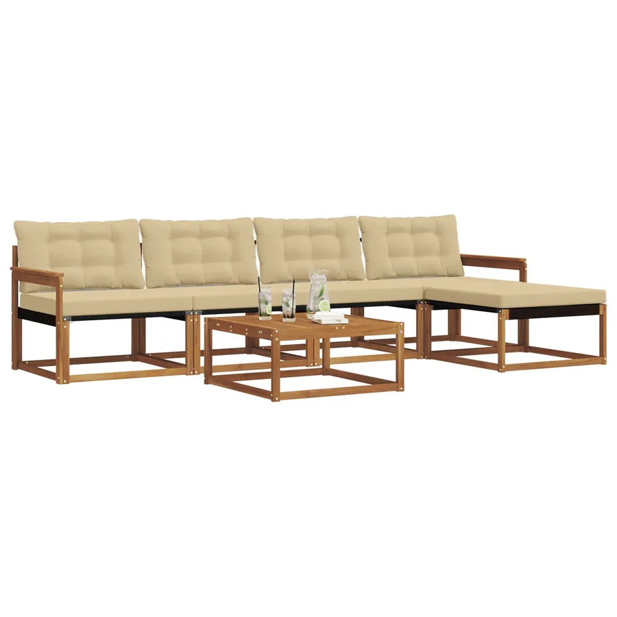 Ensemble de canapés d'extérieur 6 pcs Naturel et Beige - 3