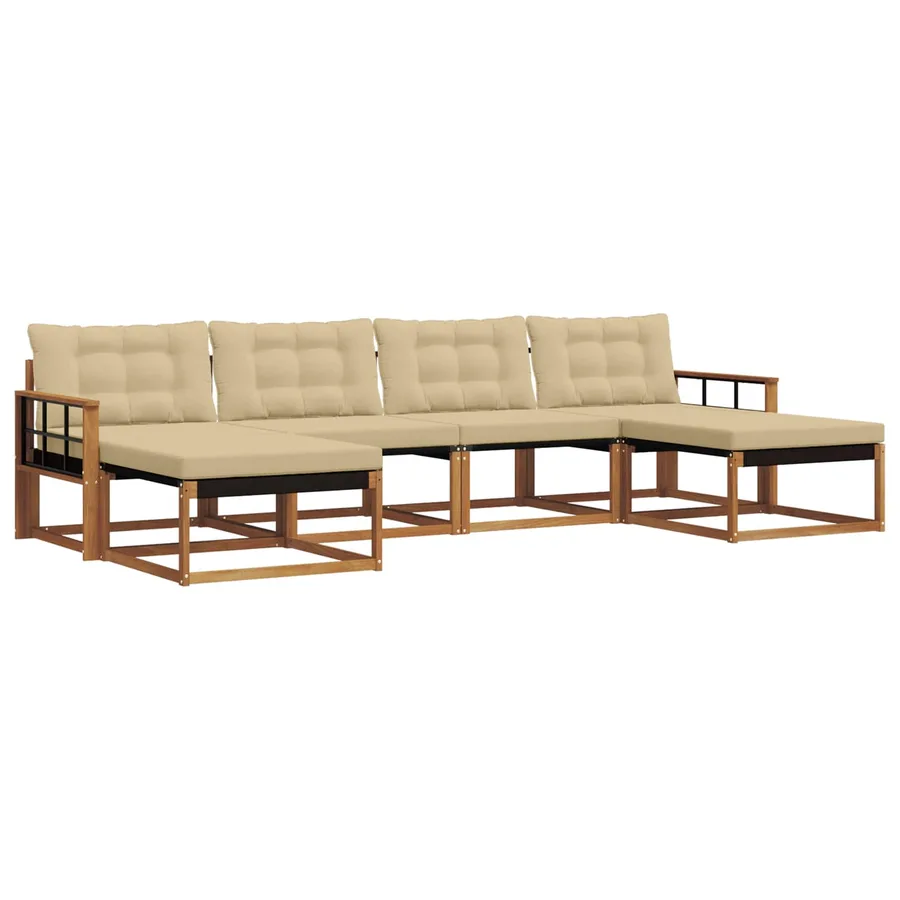Ensemble de canapés d'extérieur 6 pcs Naturel et Beige - 2