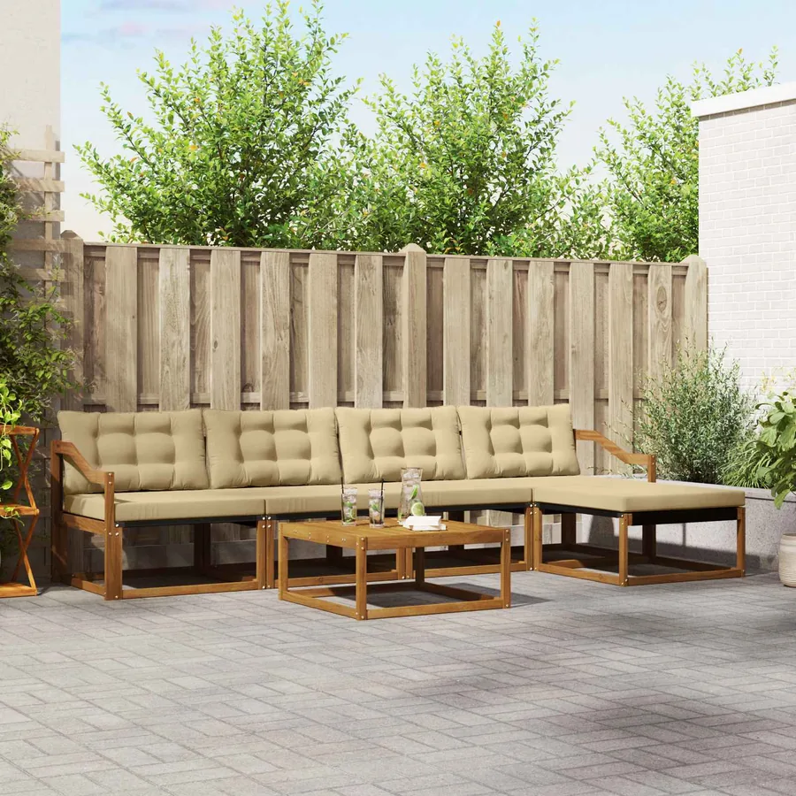 Ensemble de canapés d'extérieur 6 pcs Naturel et Beige