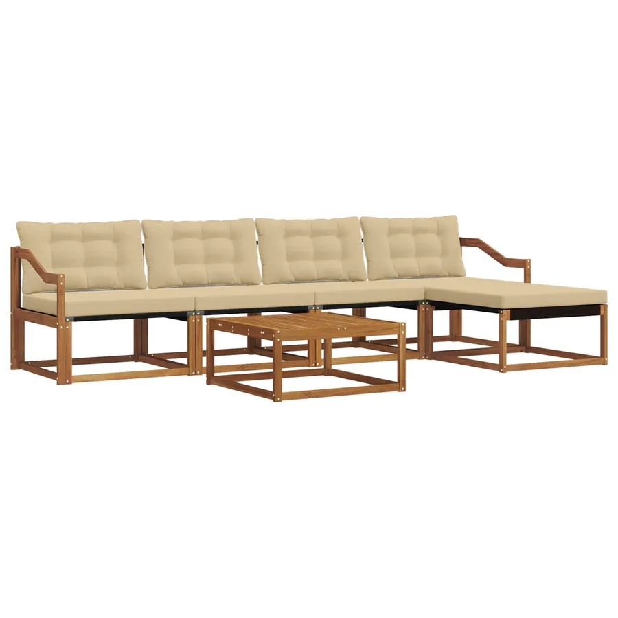 Ensemble de canapés d'extérieur 6 pcs Naturel et Beige - 2