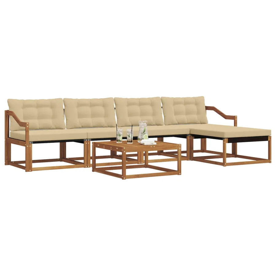 Ensemble de canapés d'extérieur 6 pcs Naturel et Beige - 3