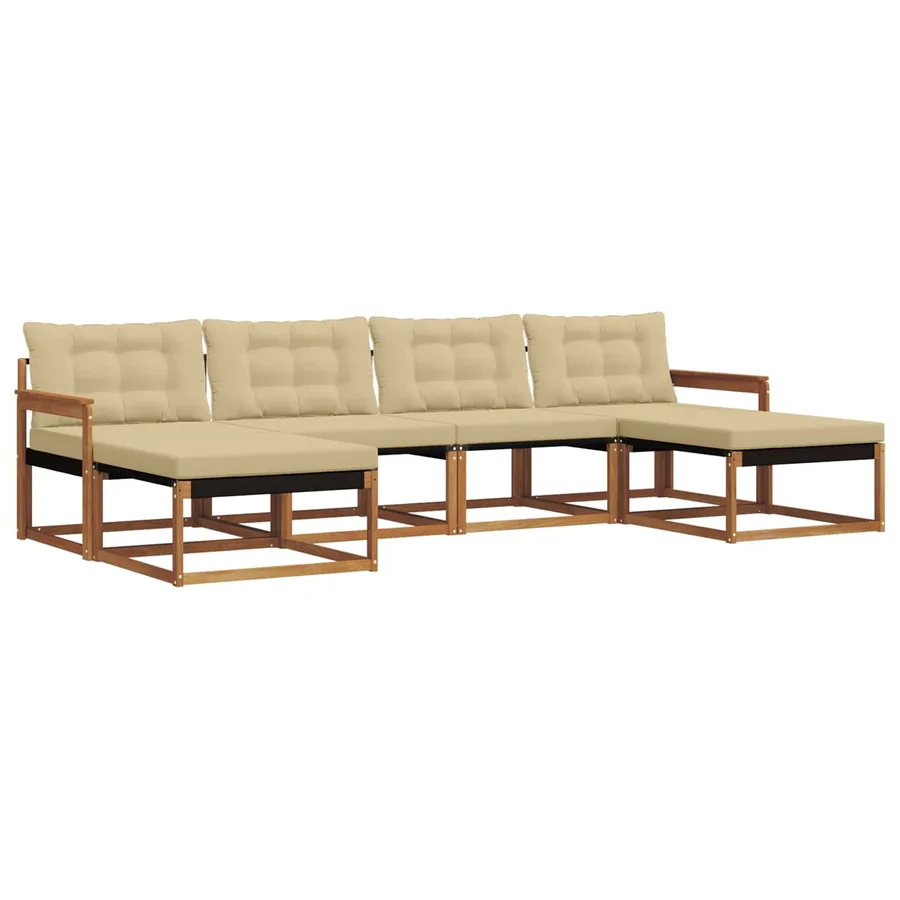 Ensemble de canapés d'extérieur 6 pcs Naturel et Beige - 2