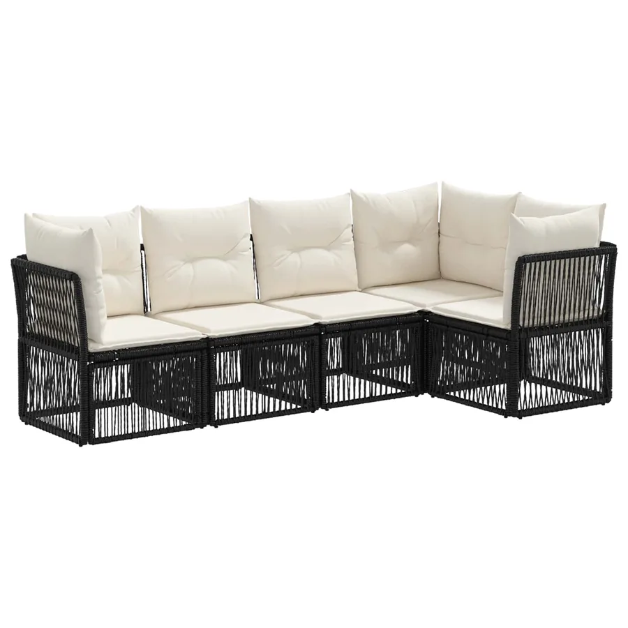 Ensemble de canapé de jardin 5 pcs Noir polyrotin - 2