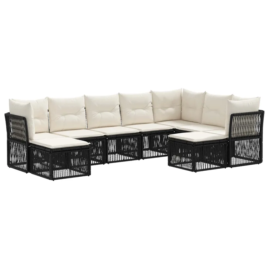 Ensemble de canapé de jardin 9 pcs Noir polyrotin - 2
