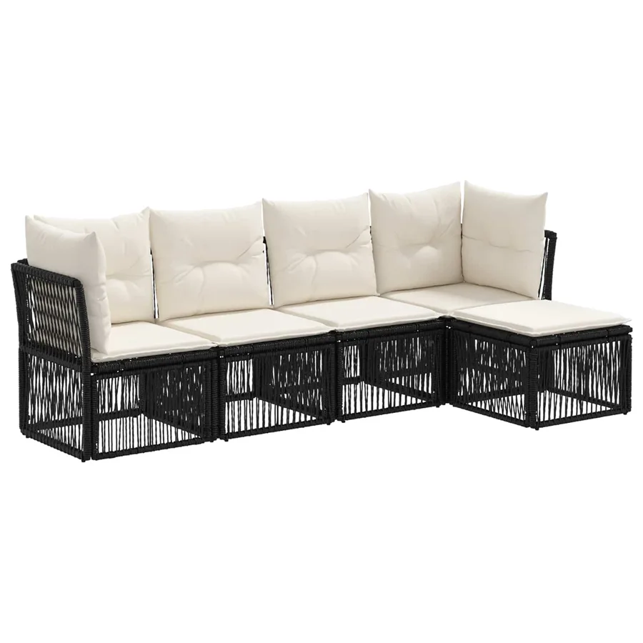 Ensemble de canapé de jardin 5 pcs Noir polyrotin - 2