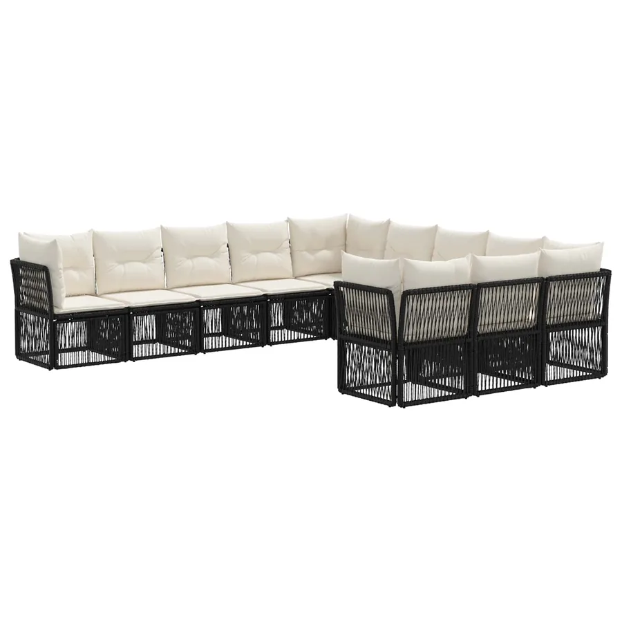 Ensemble de canapé de jardin 11 pcs Noir polyrotin