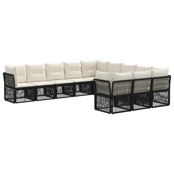 Ensemble de canapé de jardin 11 pcs Noir polyrotin