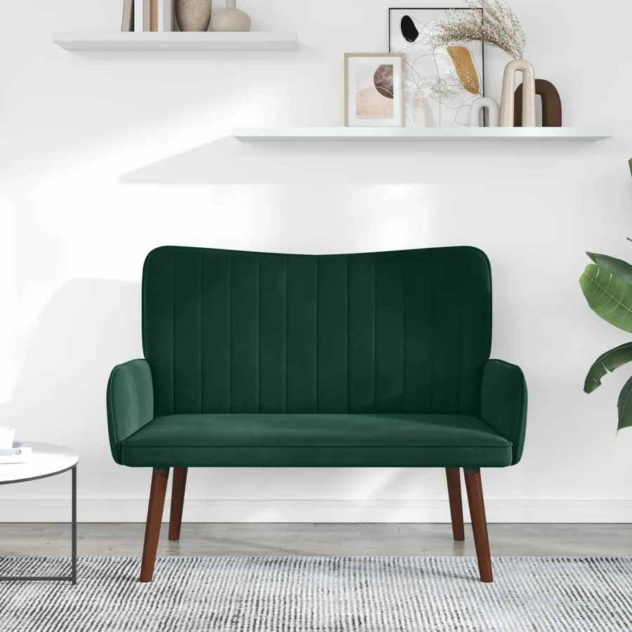 Sofa 2 places Vert foncé 115 x 61 x 87 cm Velours - 3