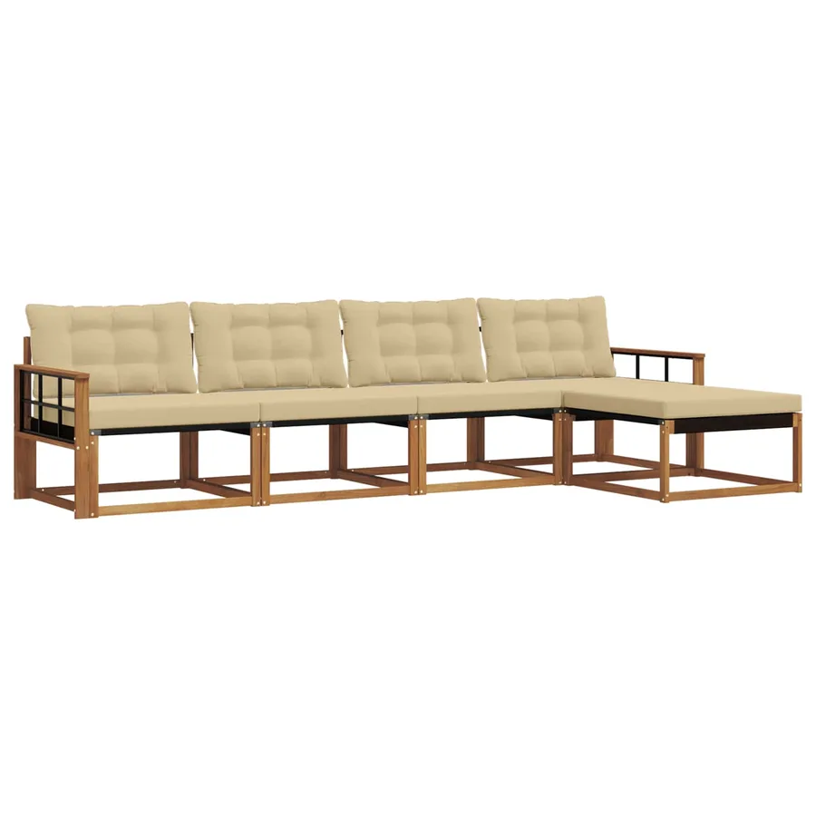 Ensemble de canapés d'extérieur 5 pcs Naturel et Beige - 2