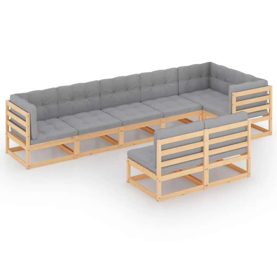 Salon de jardin 8 pcs avec coussins Bois de pin massif - 2