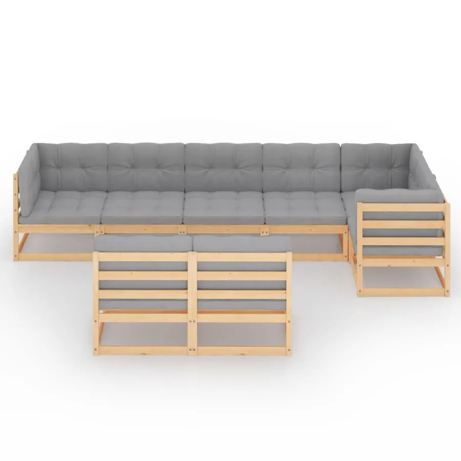 Salon de jardin 8 pcs avec coussins Bois de pin massif - 3