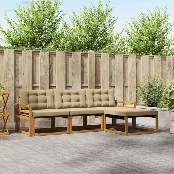 Ensemble de canapés d'extérieur 4 pcs Naturel et Beige