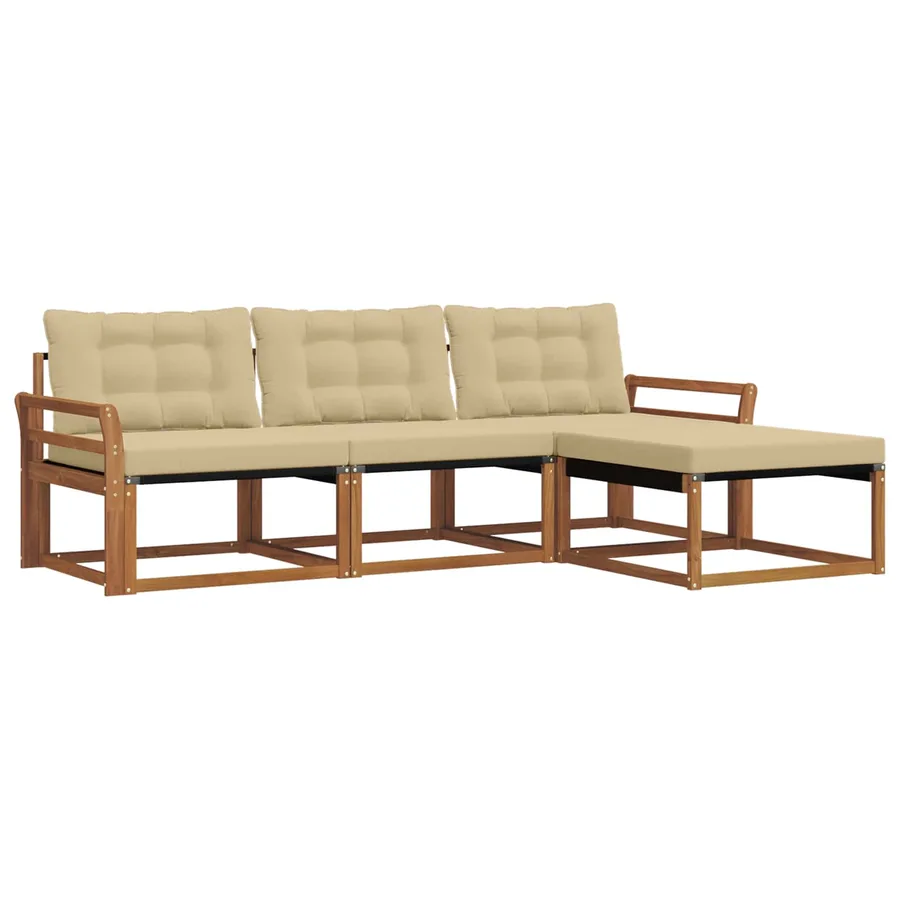 Ensemble de canapés d'extérieur 4 pcs Naturel et Beige - 2
