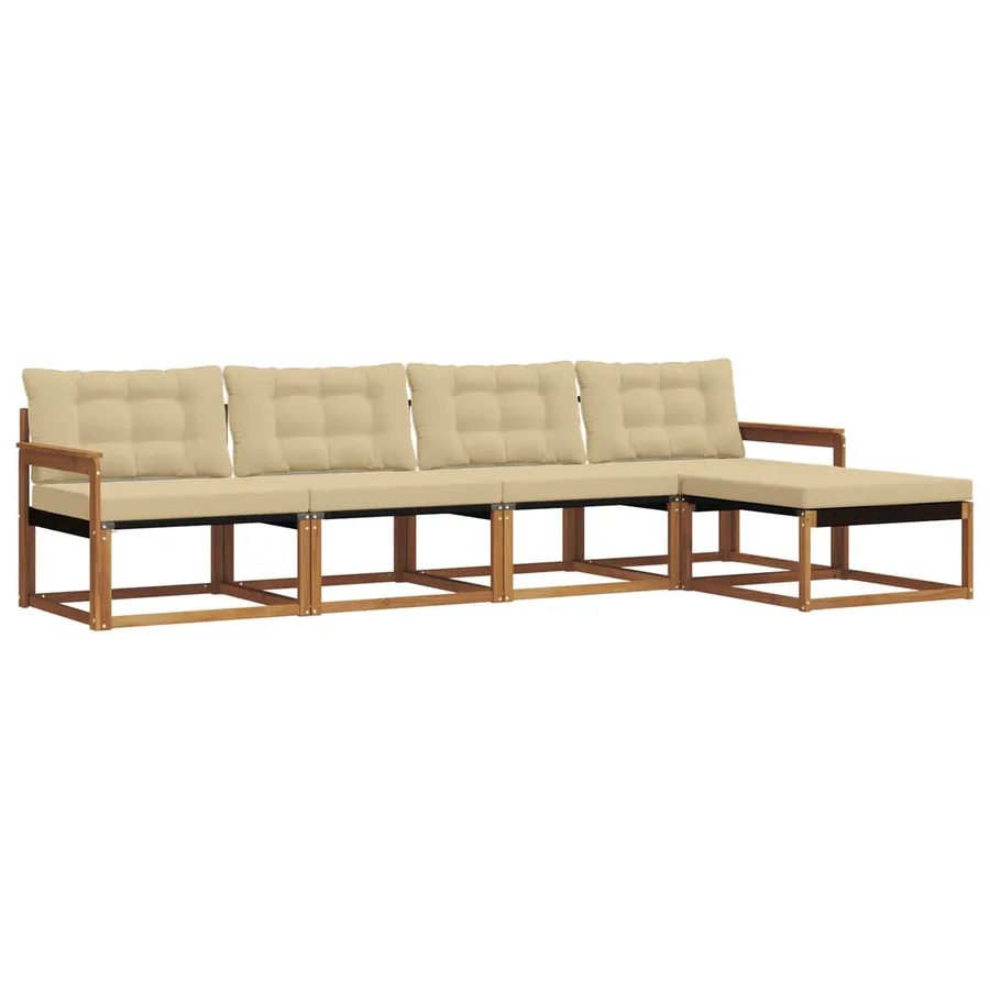 Ensemble de canapés d'extérieur 5 pcs Naturel et Beige - 2