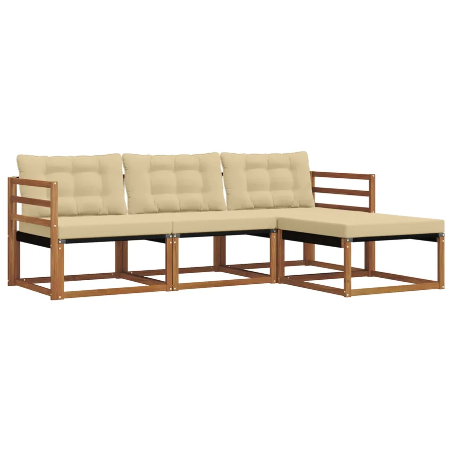 Ensemble de canapés d'extérieur 4 pcs Naturel et Beige - 2