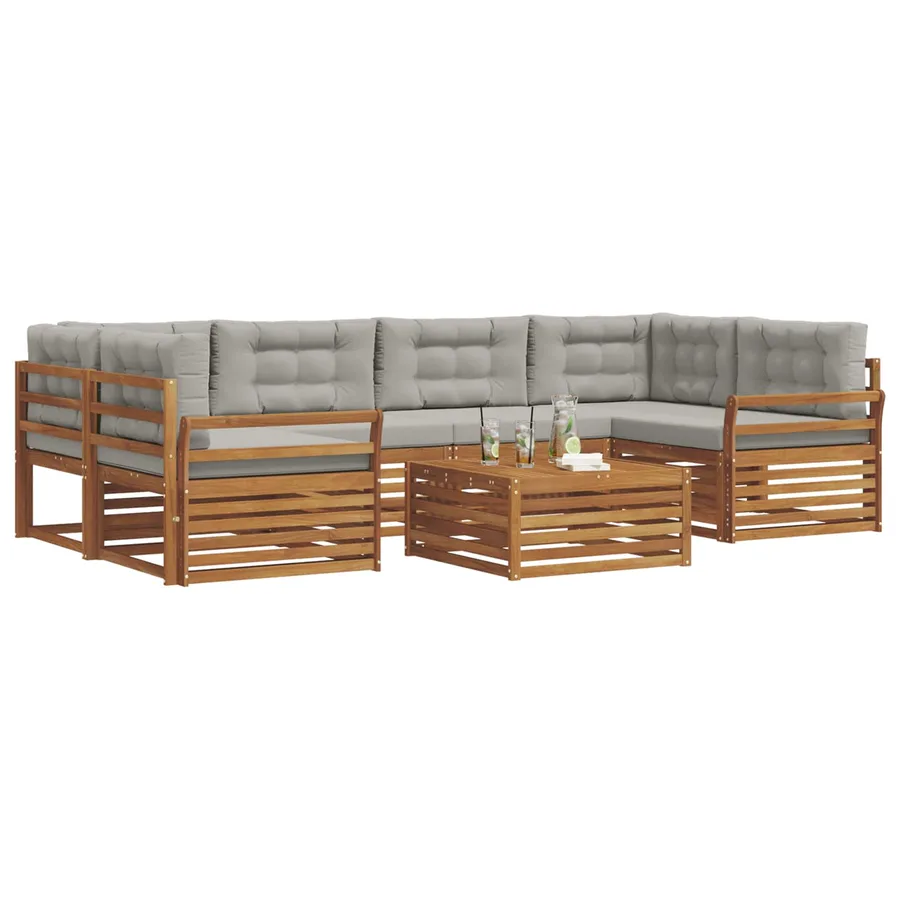 Ensemble de canapés d'extérieur 7 pcs Gris Naturel et Clair - 3