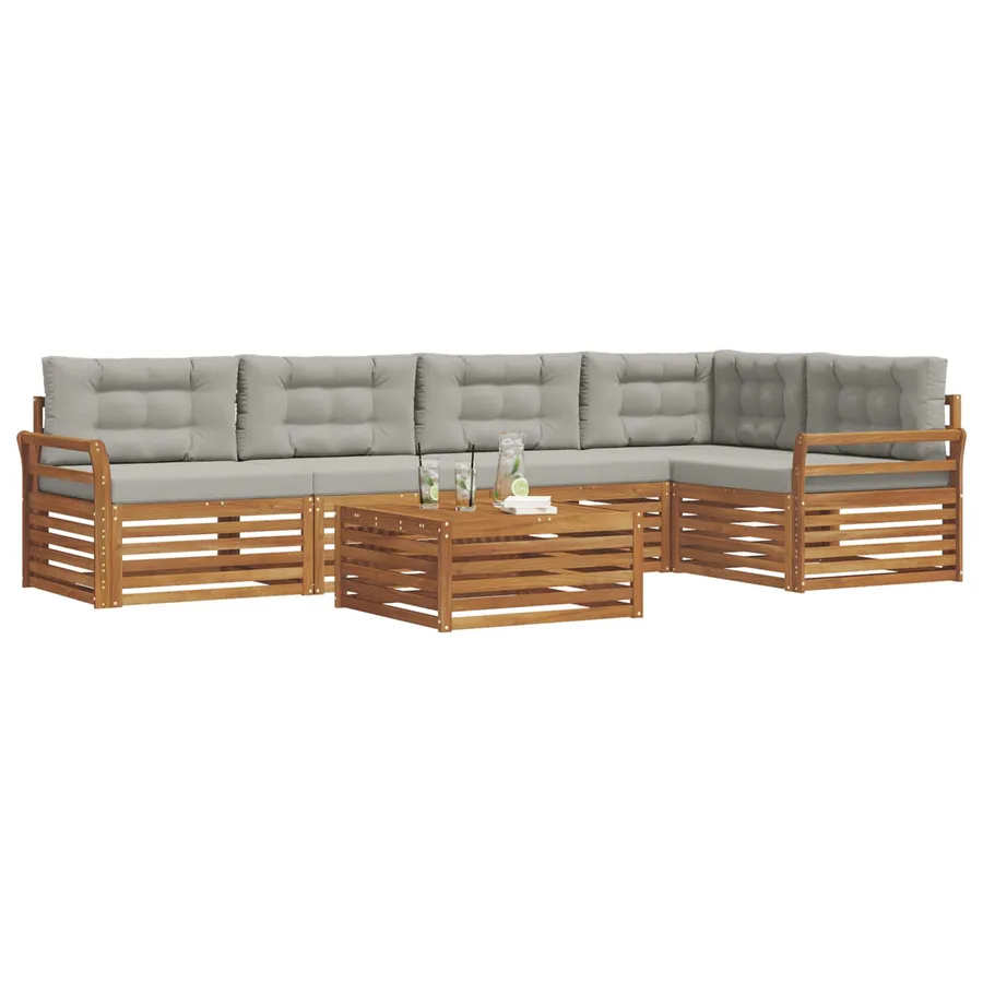 Ensemble de canapés d'extérieur 6 pcs Gris Naturel et Clair - 3
