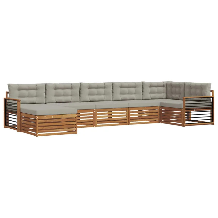 Ensemble de canapés d'extérieur 7 pcs Gris Naturel et Clair - 2