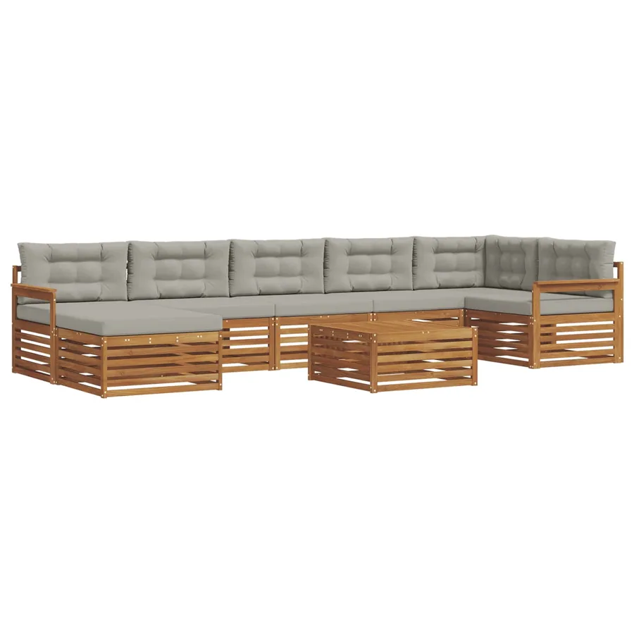 Ensemble de canapés d'extérieur 8 pcs Gris Naturel et Clair - 2