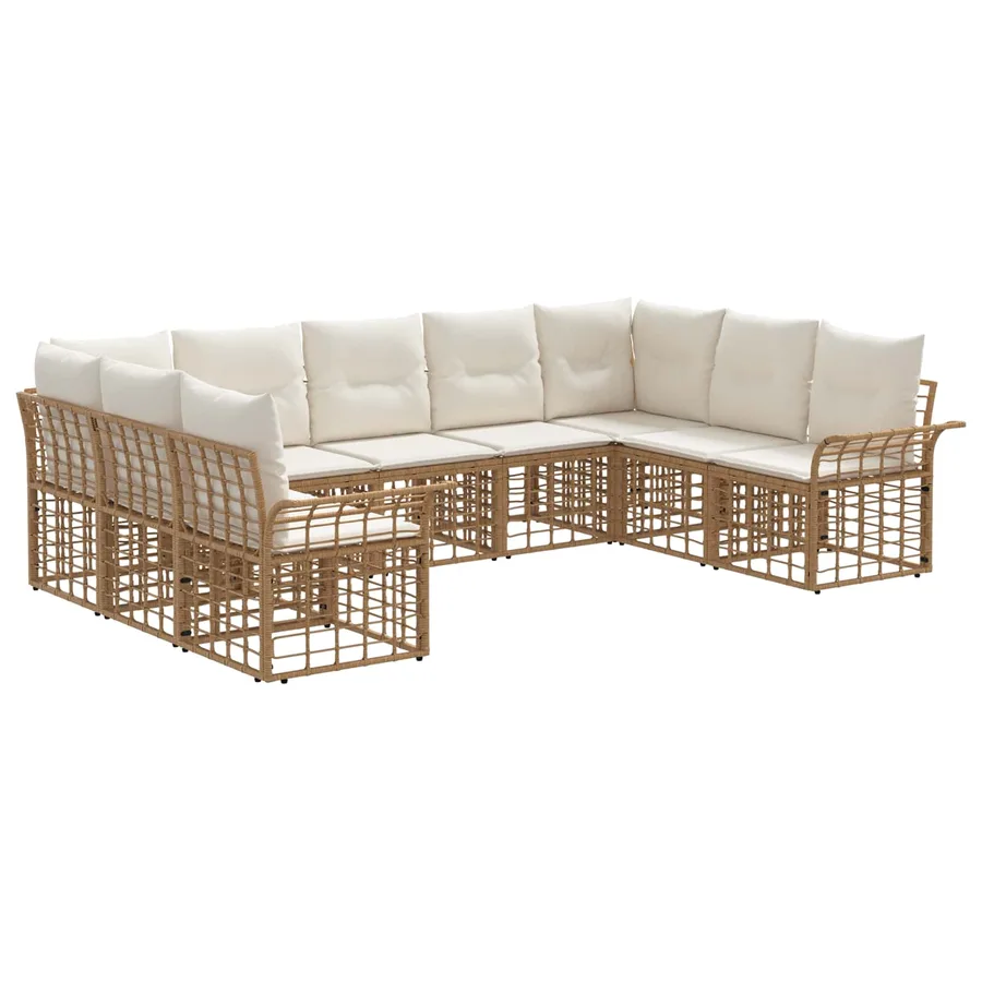 Ensemble de canapés d'extérieur 9 pcs Blanc Naturel et Crème - 2