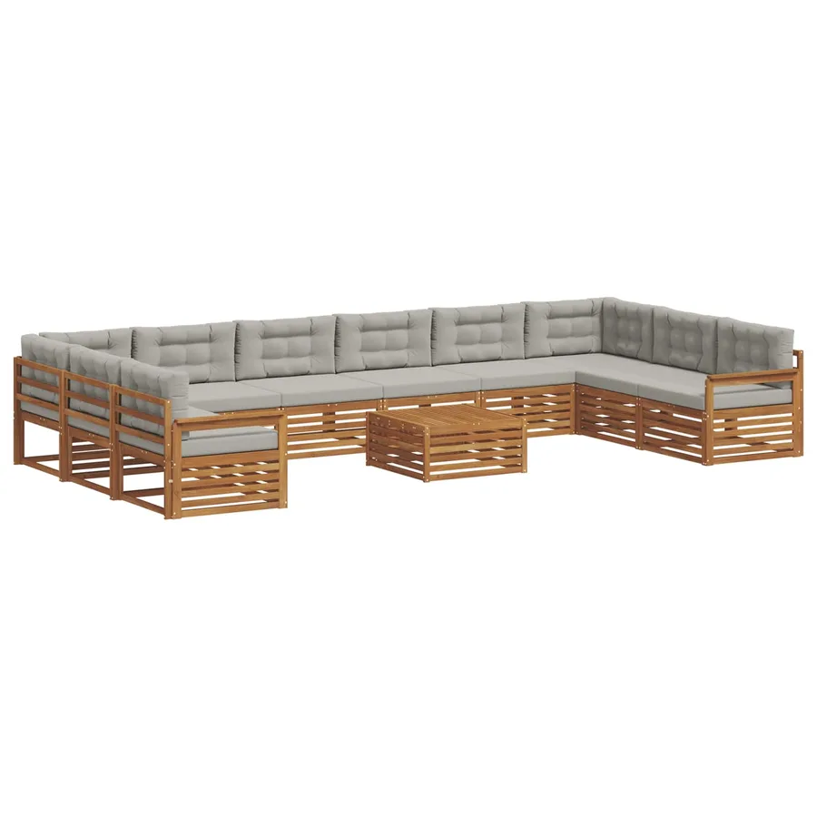 Ensembles de canapés avec coussin 11 pcs Gris Naturel et Clair - 2