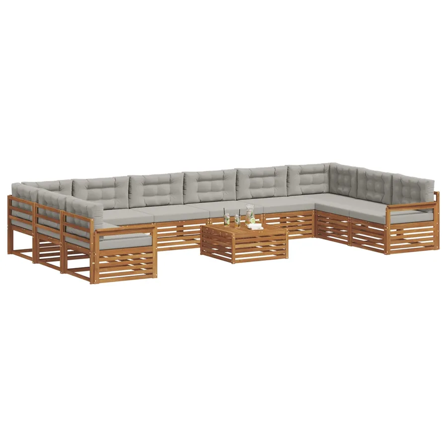 Ensembles de canapés avec coussin 11 pcs Gris Naturel et Clair - 3