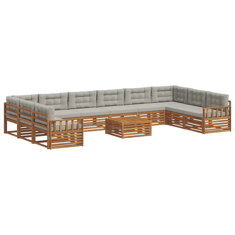 Ensembles de canapés avec coussin 11 pcs Gris Naturel et Clair - 2