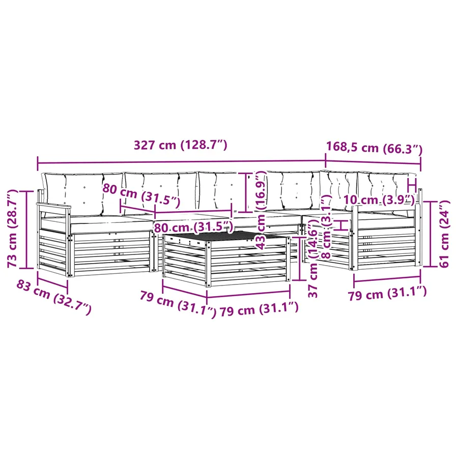 Ensemble de canapés d'extérieur 6 pcs Gris Naturel et Clair - 8