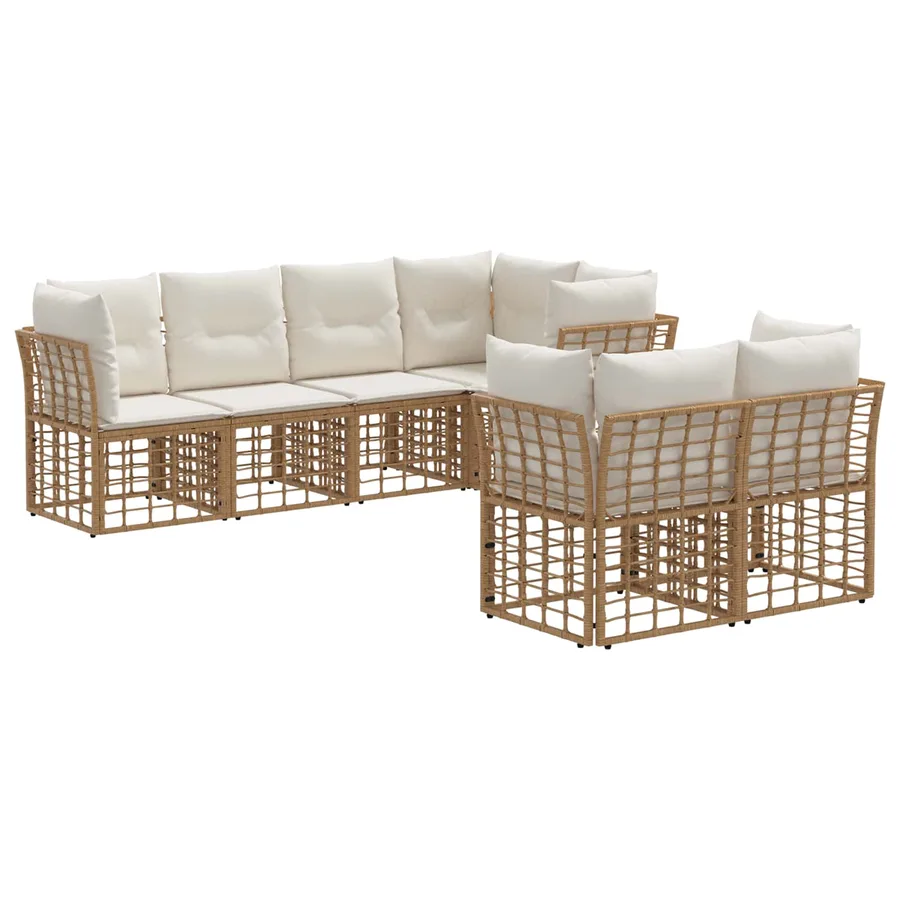 Ensemble de canapés d'extérieur 7 pcs Naturel Polyester - 2