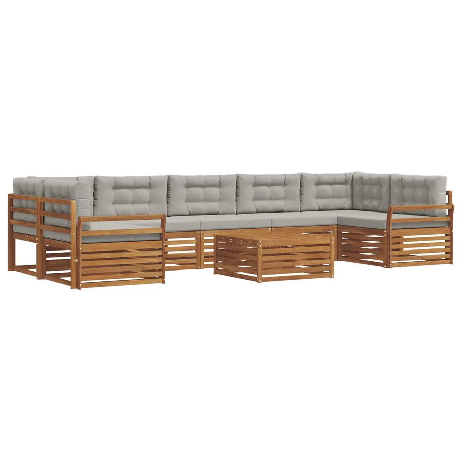 Ensemble de canapés d'extérieur 8 pcs Gris Naturel et Clair - 2
