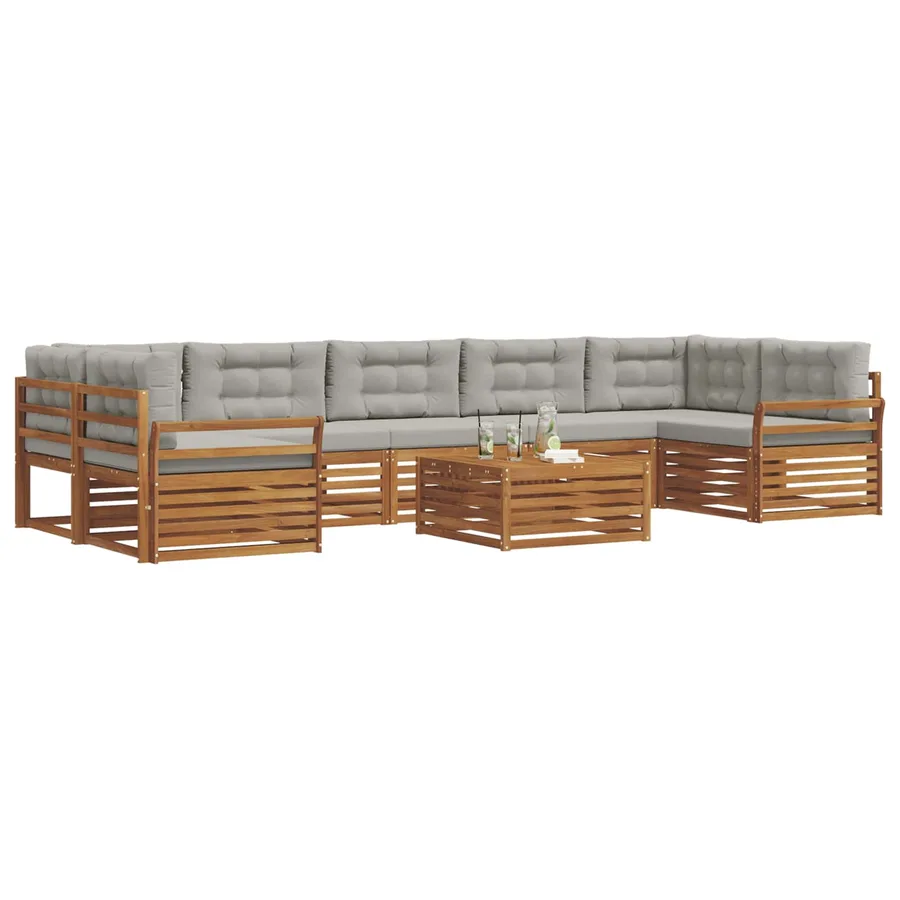 Ensemble de canapés d'extérieur 8 pcs Gris Naturel et Clair - 3
