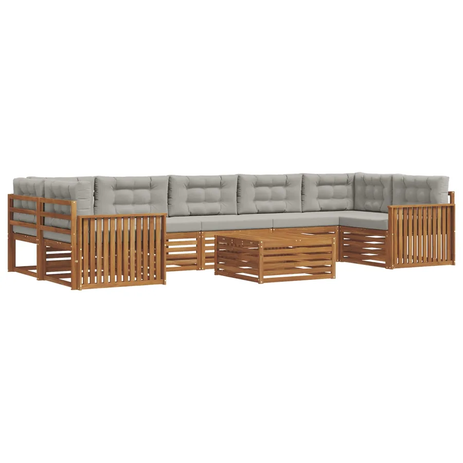 Ensemble de canapés d'extérieur 8 pcs Gris Naturel et Clair - 2