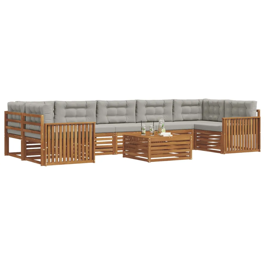 Ensemble de canapés d'extérieur 8 pcs Gris Naturel et Clair - 3