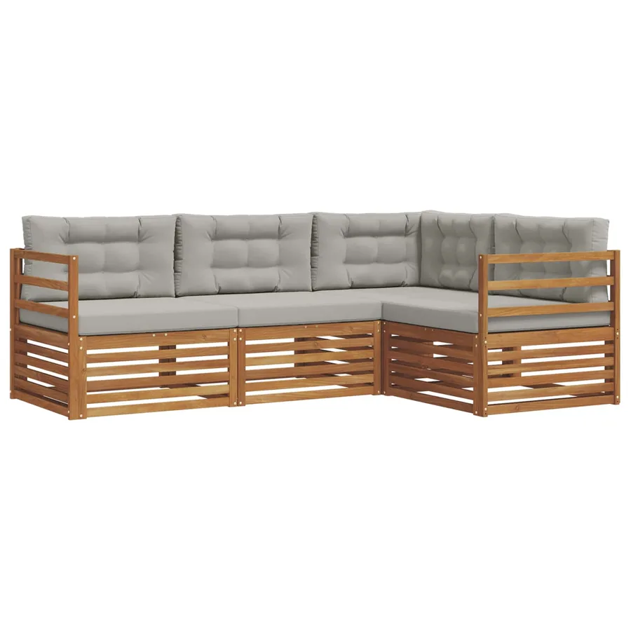 Ensemble de canapés d'extérieur 4 pcs Gris Naturel et Clair - 2