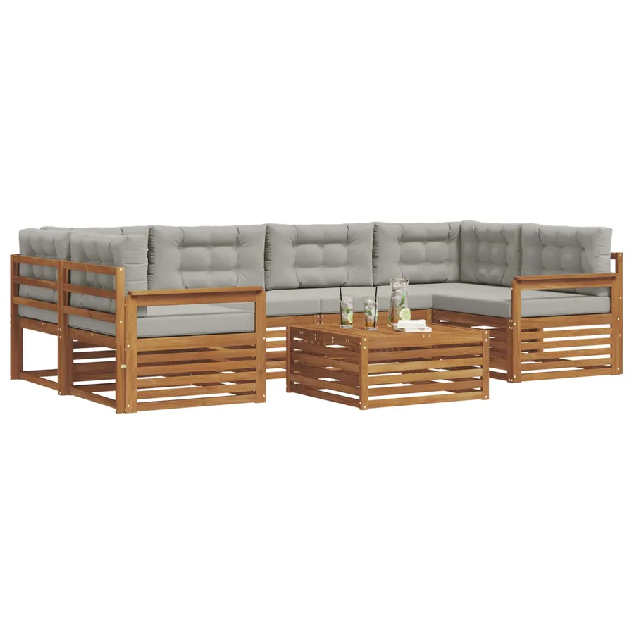 Ensemble de canapés d'extérieur 7 pcs Gris Naturel et Clair - 3