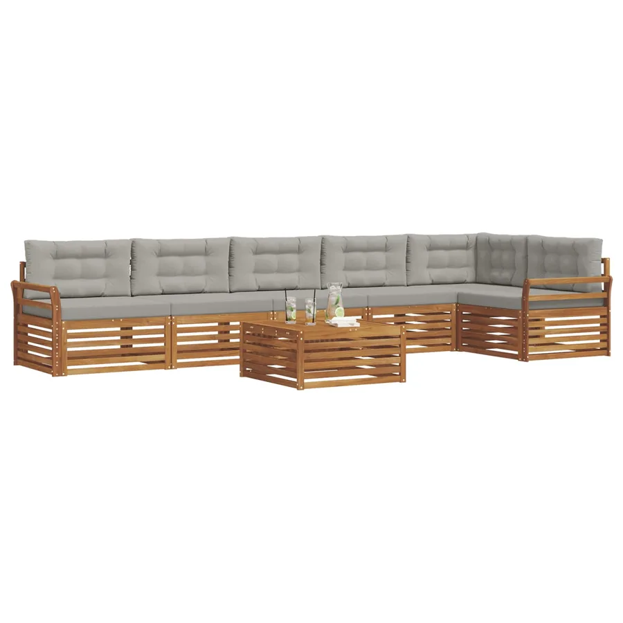 Ensemble de canapés d'extérieur 7 pcs Gris Naturel et Clair - 3