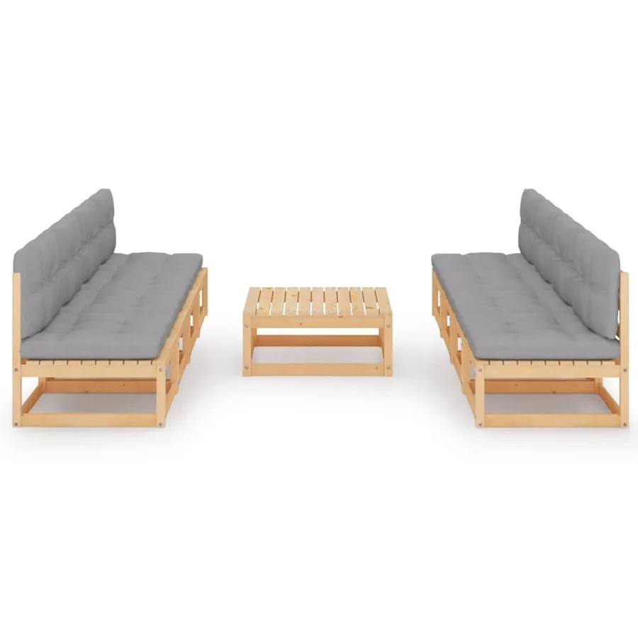 Salon de jardin 9 pcs avec coussins Bois de pin massif - 3