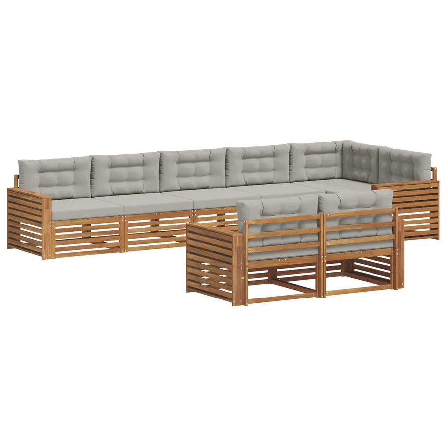 Ensemble de canapés d'extérieur 8 pcs Gris Naturel et Clair - 2