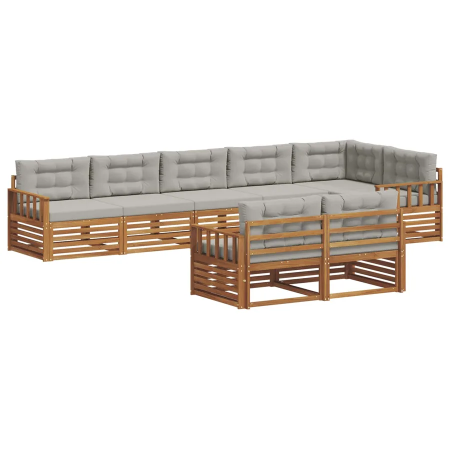 Ensemble de canapés d'extérieur 8 pcs Gris Naturel et Clair - 2